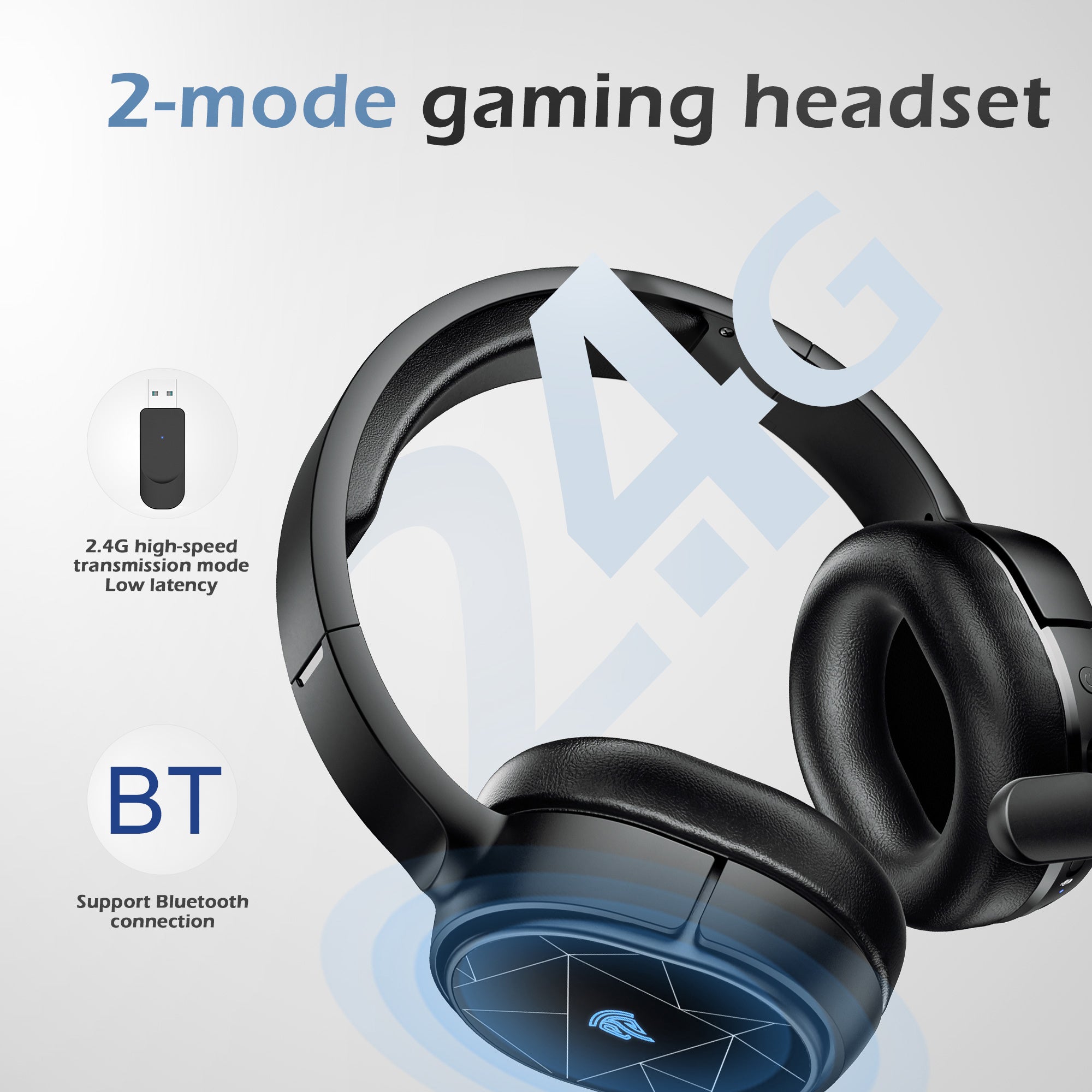 EASYSMX V10W Wireless Headphones Over-Ear Bluetooth Gaming Headset with Microphone for PC PS5 PS4 EASYSMX V10W Wireless Headphones Over-Ear Bluetooth Gaming Headset with Microphone for PC PS5 PS4